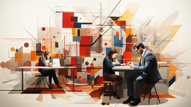 Иллюстрации успеха на современном рабочем месте, совместная работа, лидерство, творчество, инновации