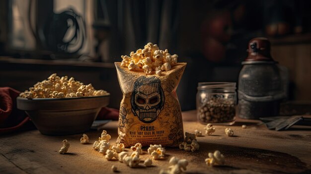 Illustrations of various pop corn images that are unique and look crispy and delicious 3d realistic