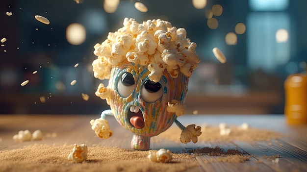 Illustrations of various pop corn images that are unique and look crispy and delicious 3d realistic