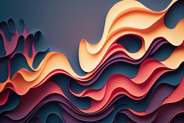 Illustrative abstract wavy overlap layers papercut backdrop