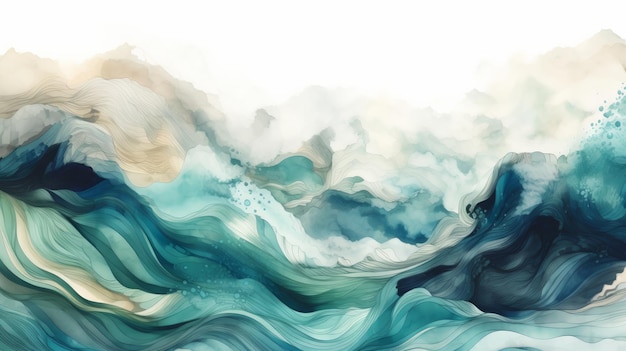 Illustrator background wave watercolor blue pastel color Generate AI