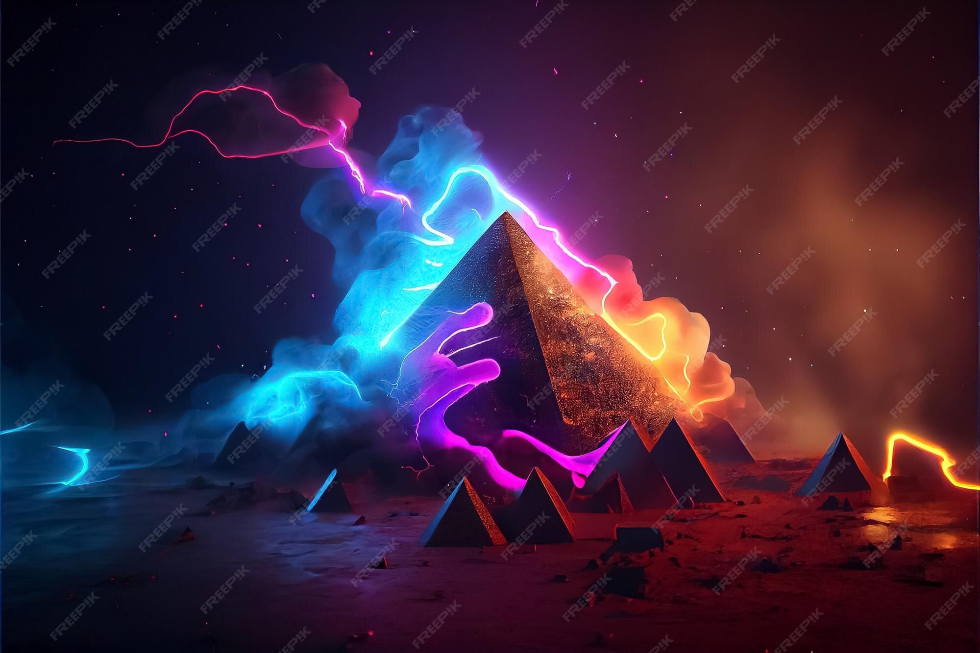 Premium AI Image | Illustrtion of Egypt pyramid surrounded by magical