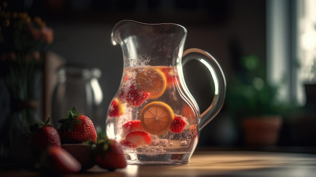 Photo ilusration of fresh strawberries 3d realistic