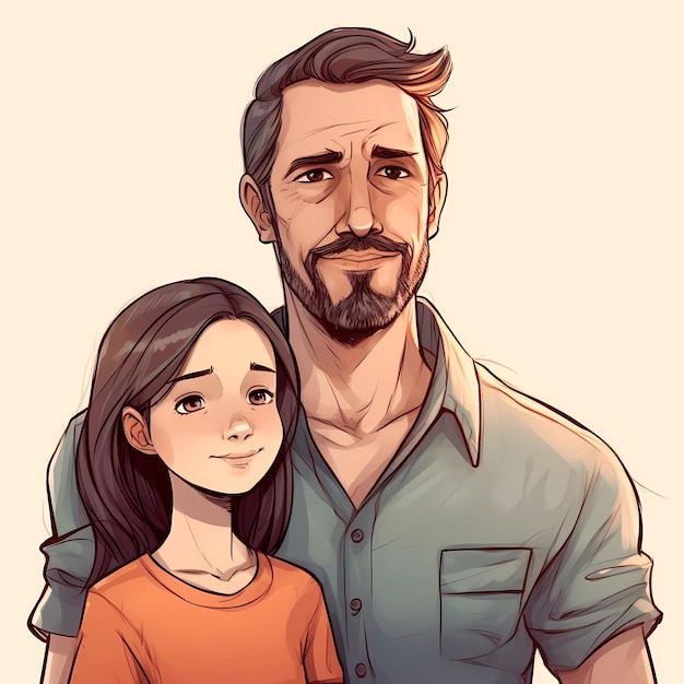 Ilustracao vetorial pai e filha