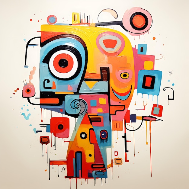 Ilustration art abstract expressionist style funny abstract shape cartoon ch creative cute anime