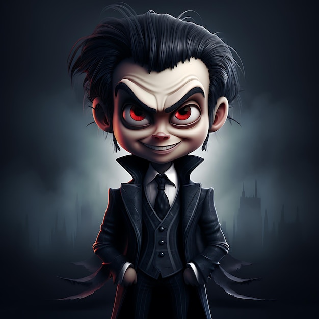 Photo ilustration art gothic style funny vampire cartoon character creative cute anime