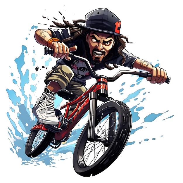 Иллюстрация Искусство Граффити Стиль Смешной Bmx Rider Мультфильм Персонаж творческий милый аниме