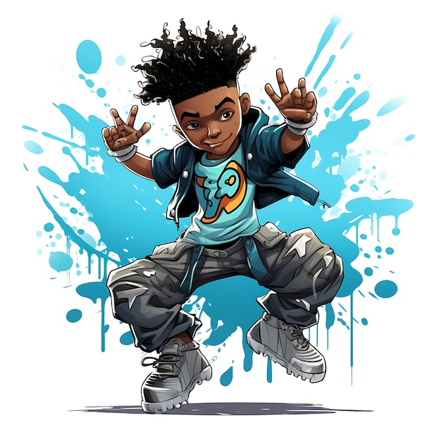 Ilustration Art Graffiti Style Funny Hip Hop Dancer Cartoon Character creative cute anime