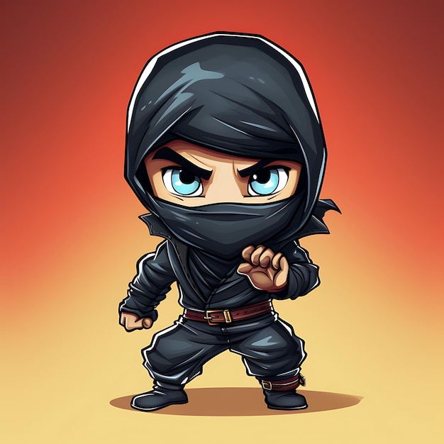 Photo ilustration art manga style funny ninja cartoon character creative cute anime