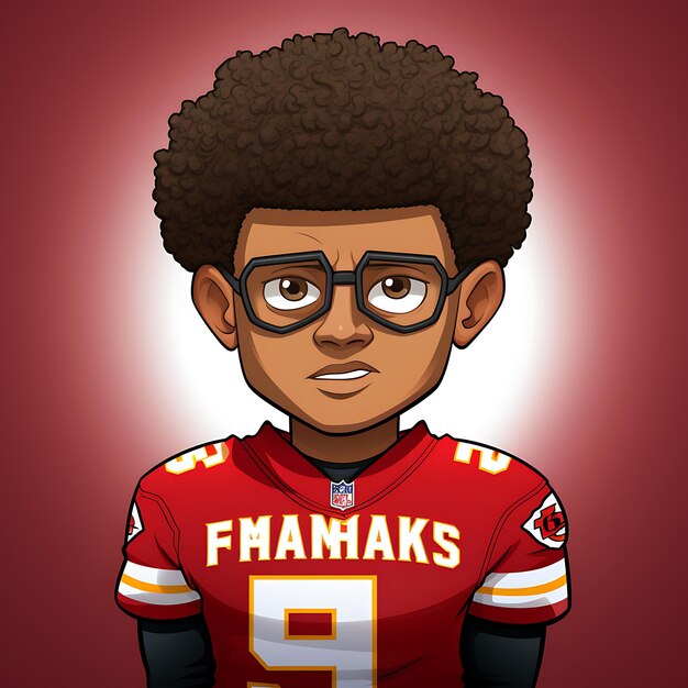 Ilustration art south park style funny cartoon character of patrick mahomes creative cute anime