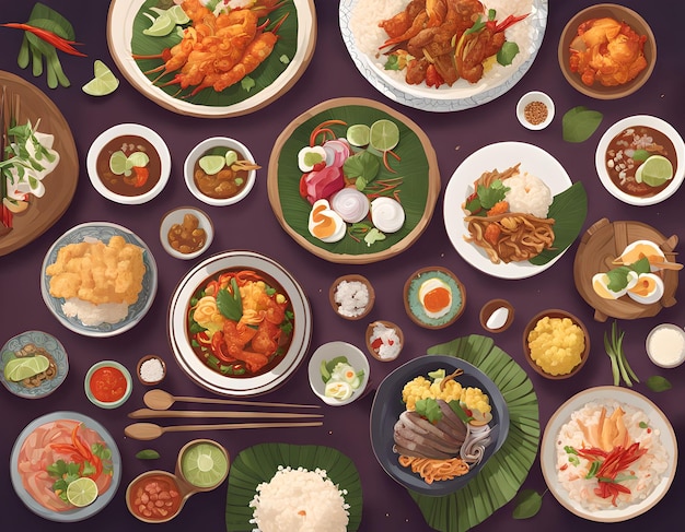 Ilustration of Beatifull indonesian food