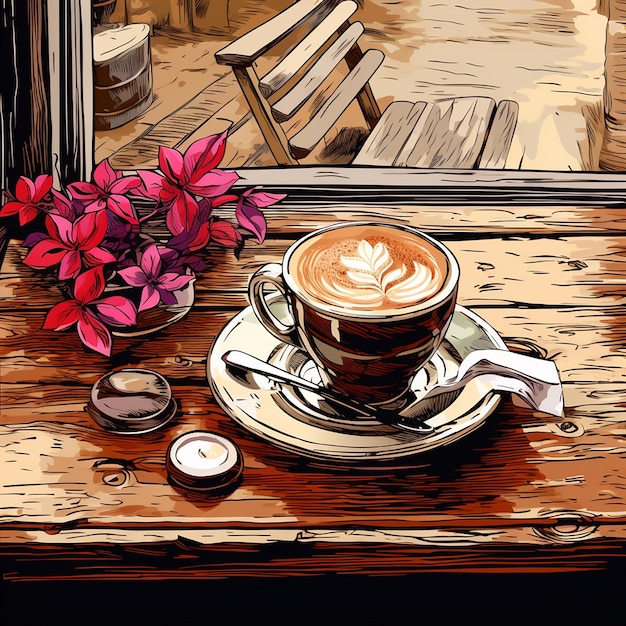 Ilustration of the cappuccino coffee