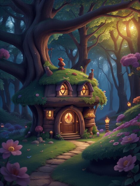 A ilustration full fairytale woods