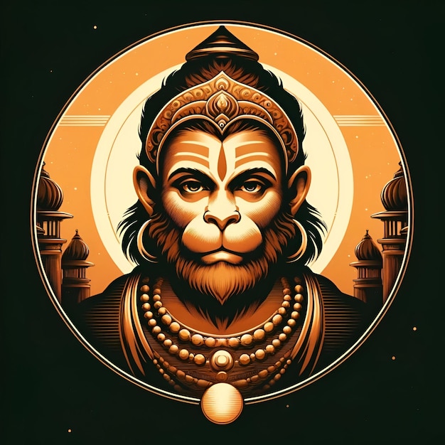 Ilustration for hanuman jayanti with a portrait of hanuman