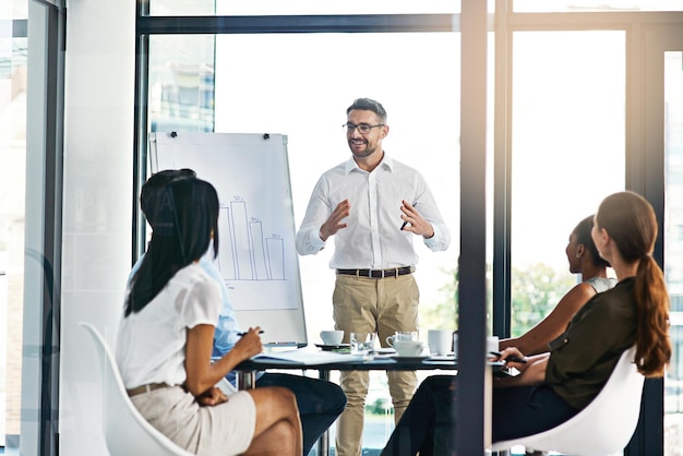 Im talking about increasing our longterm profitability Cropped shot of a businessman giving a presentation to his colleagues in an office