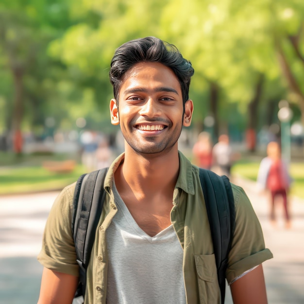 Photo image of a 25 year old indian man that is smiling at the camera