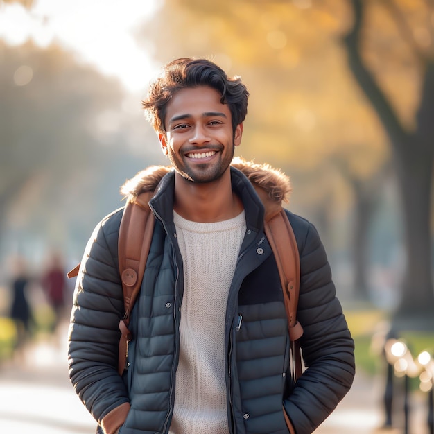 изображение 25-летнего индийского мужчины, улыбающегося в камеру