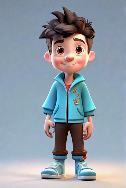 Image of 3d cute fashion little boy character illustration with colorful casual dress