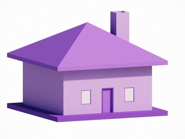 Image of 3D Model Rendering of a Minimalist Purple Box House