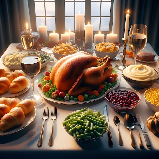 Image of 3d Thanksgiving Dinner with Wine