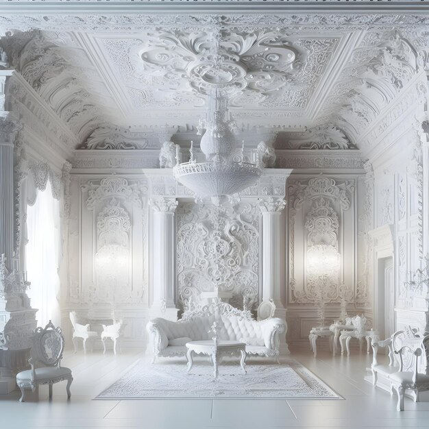 Image of 3D White Intricate Room Fancy