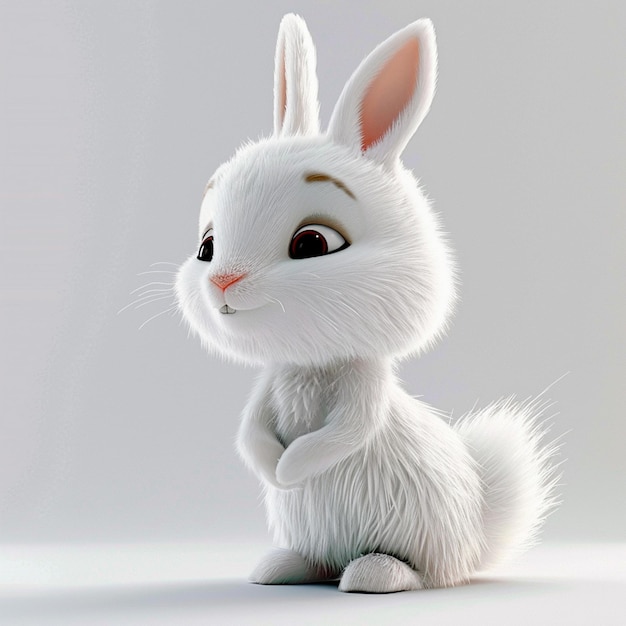 Image of a 3D white rabbit