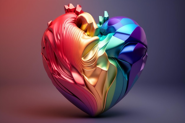 Photo an image of an abstract heart with a multicolor rainbow splash effect evoking feelings of joy