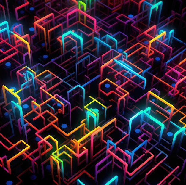 Image of abstract neon maze