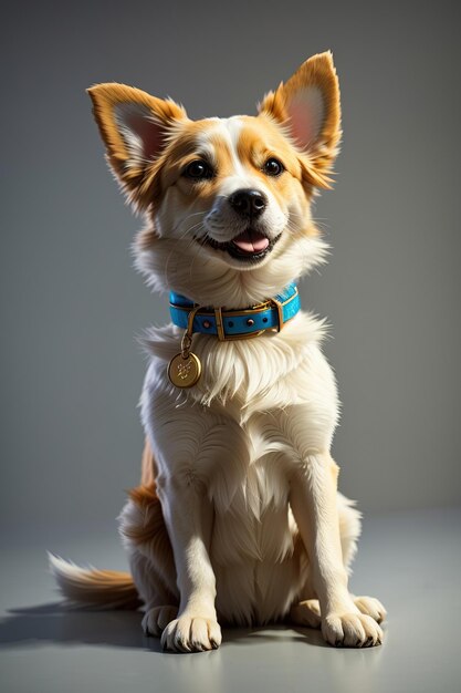 изображение очаровательной собаки, сидящей с слегка высунутым языком