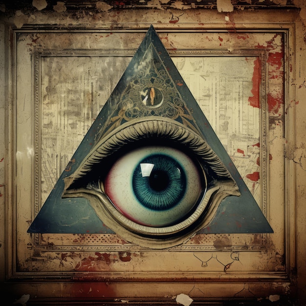 Foto un'immagine di un occhio che vede tutto in un triangolo