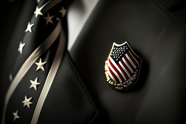 Photo image american flag badge on a man39s lapel generative ai