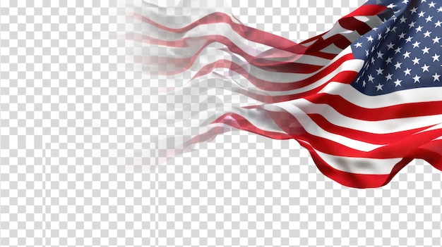 An image of the American flag unfurling in the wind against a transparent backdrop offering a versat