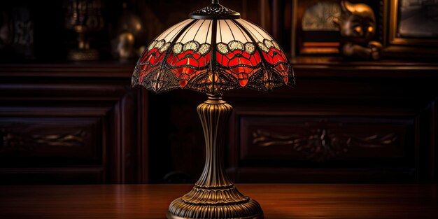 Image of antique table lamp in color