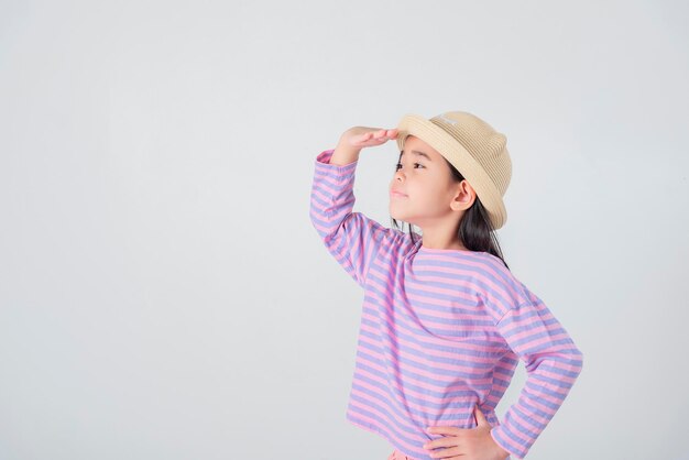 Image of Asian child posing on white background