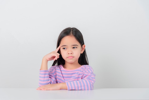 Image of Asian child posing on white background