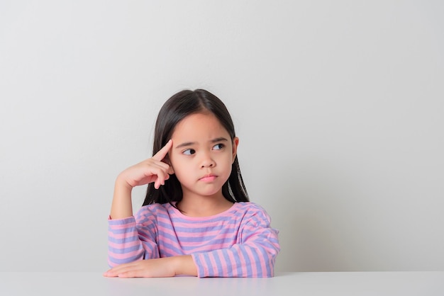 Image of Asian child posing on white background