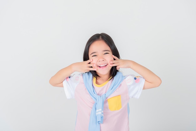 Image of Asian child posing on white background