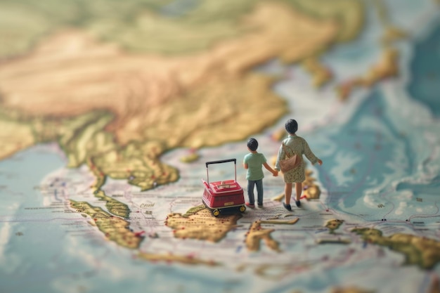 아시아 가족 여행 개념의 배경