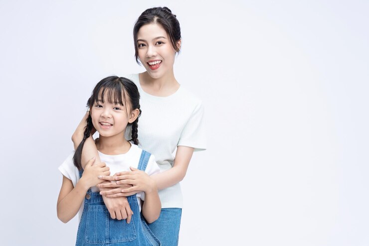 Photo 배경에 아시아 어머니와 딸의 이미지