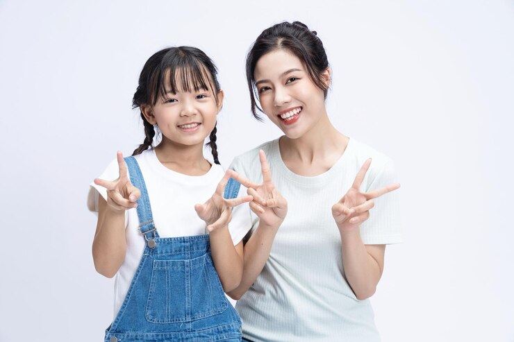 Photo 배경에 아시아 어머니와 딸의 이미지
