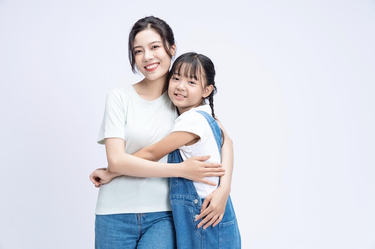 Photo 배경에 아시아 어머니와 딸의 이미지
