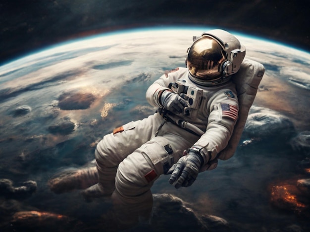 image of astronaut floating in Earths