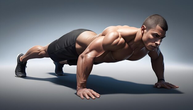 Photo an image of an athlete doing one arm push ups