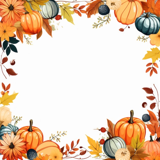 an image of an autumn background with pumpkins and leaves