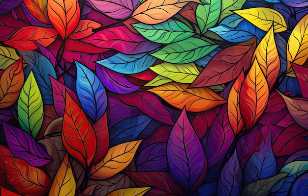 Image of autumncolored leaves for downloading as a wallpaper perfect for autumn and nature by generative AI