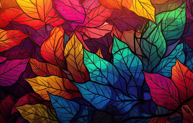 Image of autumncolored leaves for downloading as a wallpaper perfect for autumn and nature by generative AI