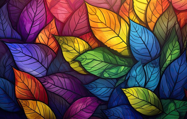 Image of autumncolored leaves for downloading as a wallpaper perfect for autumn and nature by generative AI