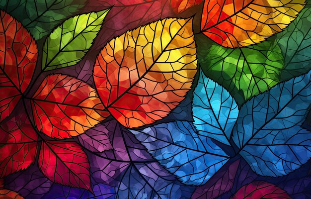 Photo image of autumncolored leaves for downloading as a wallpaper perfect for autumn and nature by generative ai