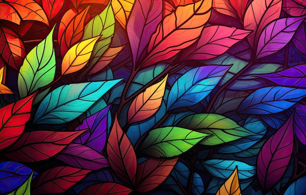 Photo image of autumncolored leaves for downloading as a wallpaper perfect for autumn and nature by generative ai