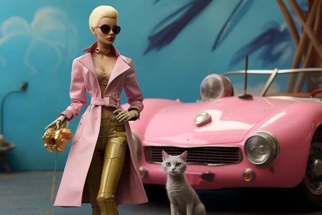 an image of a barbie doll in urban shirt and sunglasses